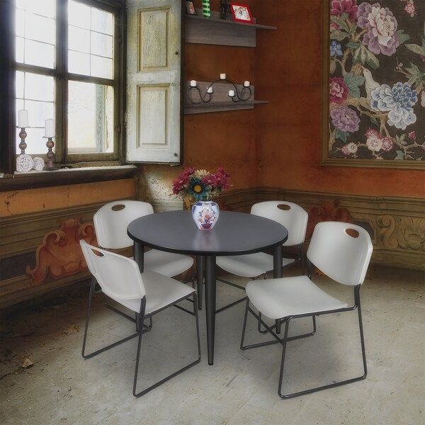 Regency Kahlo Round Table & Chair Sets, 42 W, 42 L, 29 H, Wood, Metal, Polypropylene Top, Grey - TPL42RNDGYBK44GY
