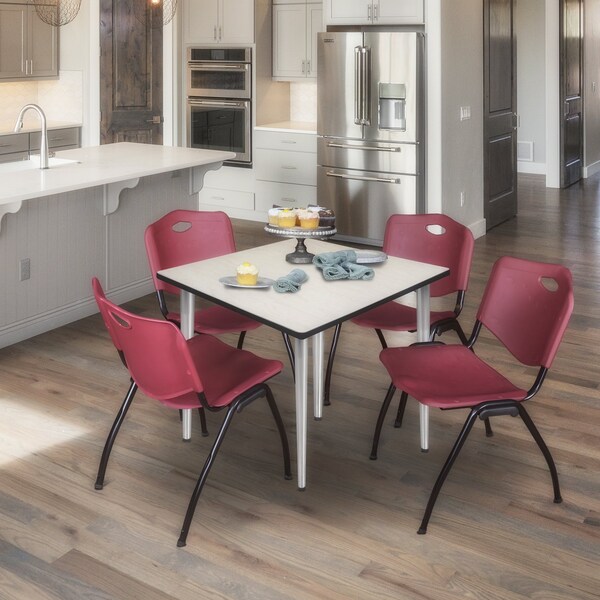 Regency Kahlo Square Table & Chair Sets, 48 W, 48 L, 29 H, Wood, Metal, Plastic Top, Maple - TPL4848PLCM47BY
