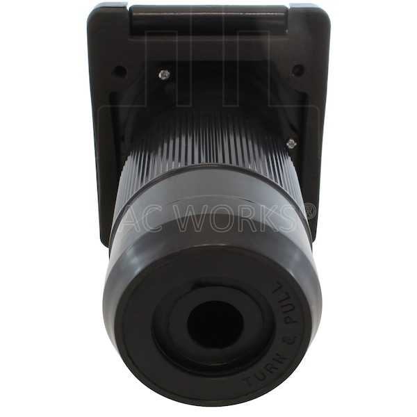 Ac Works 50A Locking 4-Wire SS2-50 RV/Marine Inlet in Black with Cover - RVINSS2-BK