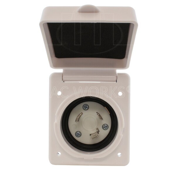 Ac Works 30A 125V L5-30P RV/Marine Power Input Inlet in White With Cover - RVINL530-WT