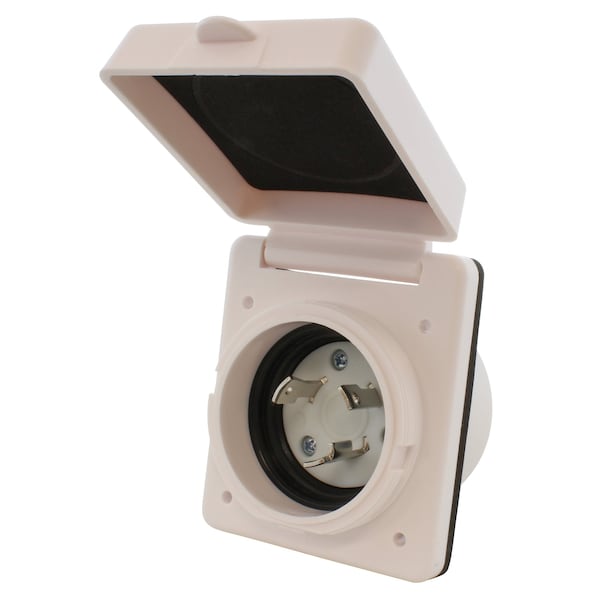 Ac Works 30A 125V L5-30P RV/Marine Power Input Inlet in White With Cover - RVINL530-WT