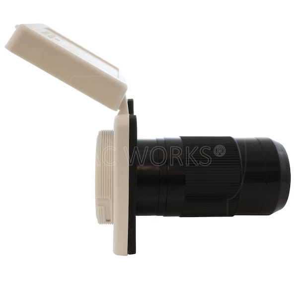 Ac Works 50A Locking 4-Wire SS2-50 RV/Marine Inlet in White with Cover - RVINSS2-WT