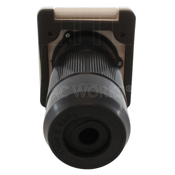 Ac Works 50A Locking 4-Wire SS2-50 RV/Marine Inlet in White with Cover - RVINSS2-WT