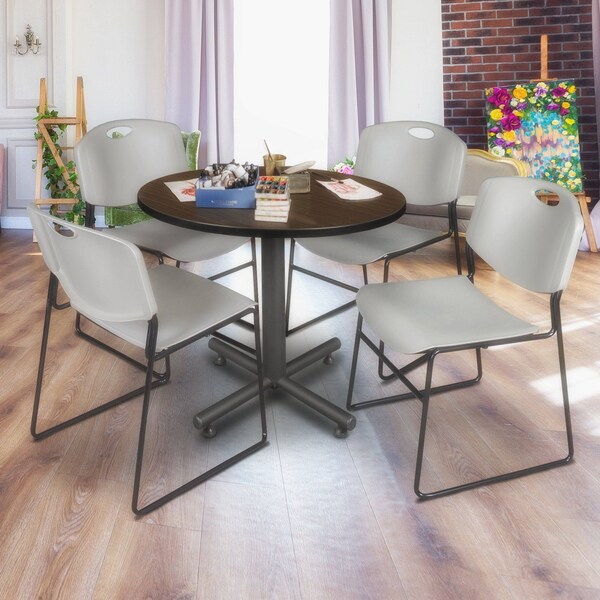 Regency Round Kobe X-Base Breakroom Table, 42 in W, 42 in L, Neo Walnut - TKB42RNDNW