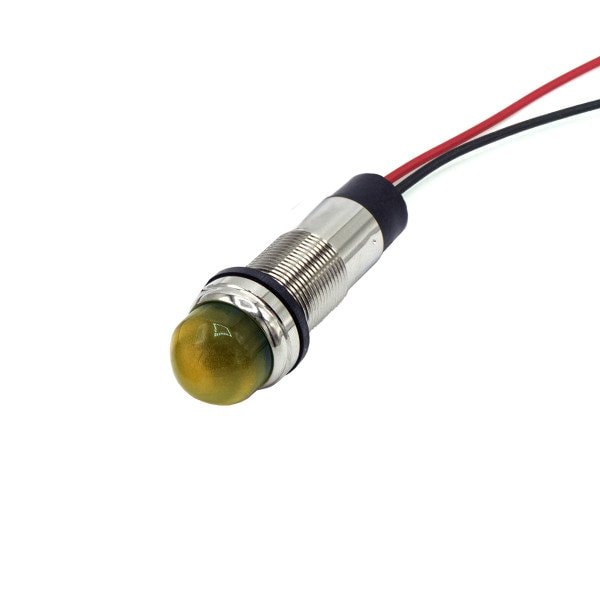 Indicadores montados en panel de media cúpula amarilla de 120V con cables - 656-3305-303F