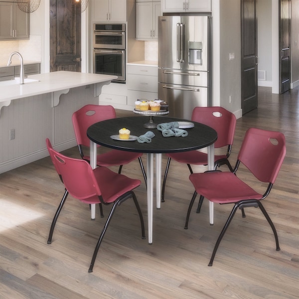 Regency Kahlo Round Table & Chair Sets, 42 W, 42 L, 29 H, Wood, Metal, Plastic Top, Ash Grey - TPL42RNDAGCM47BY