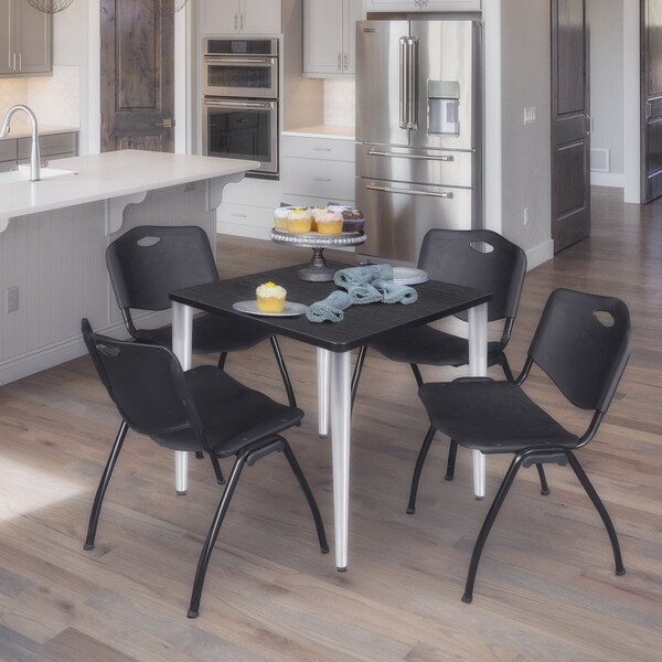 Regency Kahlo Square Table & Chair Sets, 30 W, 30 L, 29 H, Wood, Metal, Plastic Top, Ash Grey - TPL3030AGCM47BK