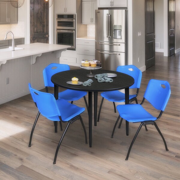 Regency Kahlo Round Table & Chair Sets, 48 W, 48 L, 29 H, Wood, Metal, Plastic Top, Ash Grey - TPL48RNDAGBK47BE