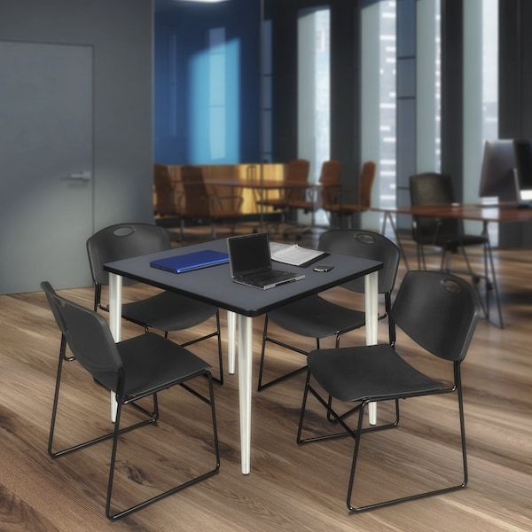 Regency Kahlo Square Table & Chair Sets, 48 W, 48 L, 29 H, Wood, Metal, Polypropylene Top, Grey - TPL4848GYCM44BK