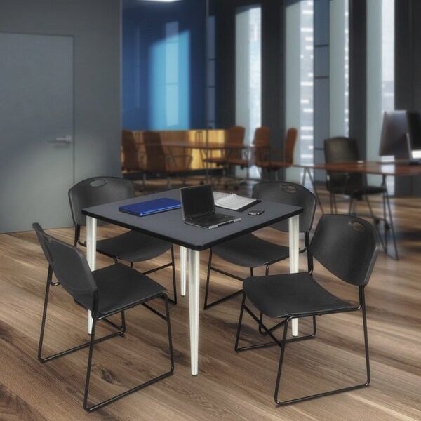 Regency Kahlo Square Table & Chair Sets, 48 W, 48 L, 29 H, Wood, Metal, Polypropylene Top, Grey - TPL4848GYCM44BK