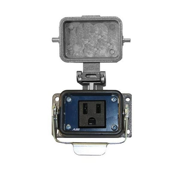Automation Systems Interconnect Waterproof Panel Interface Connector With A Single 120V Receptacle, Aluminum Housing, Locking Cover - RAI-SAC