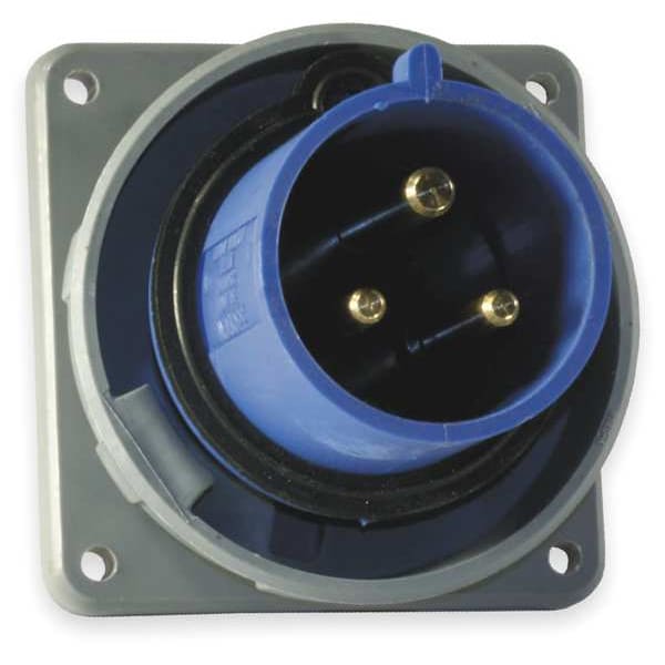 Hubbell IEC Pin and Sleeve Inlet, 30A, 250V, Blue - HBL330B6W