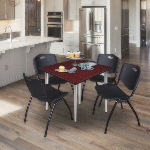 Regency Kahlo Square Table & Chair Sets, 48 W, 48 L, 29 H, Wood, Metal, Plastic Top, Mahogany - TPL4848MHCM47BK