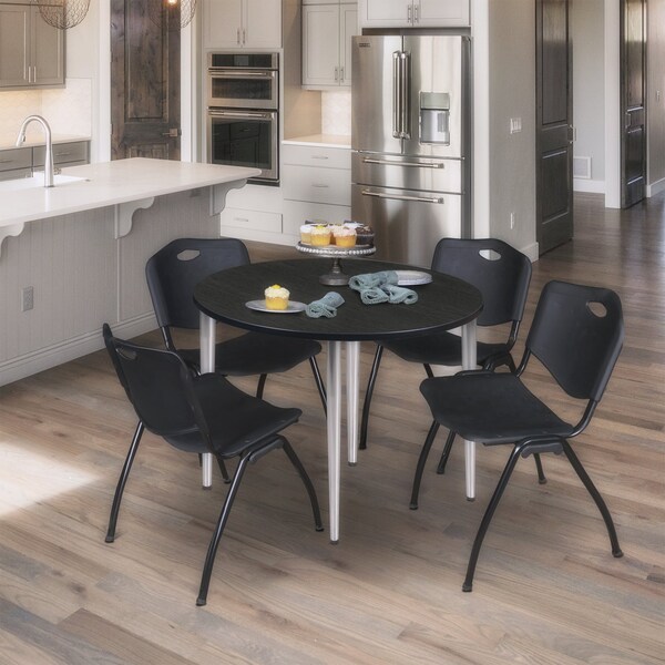 Regency Kahlo Round Table & Chair Sets, 36 W, 36 L, 29 H, Wood, Metal, Plastic Top, Ash Grey - TPL36RNDAGCM47BK