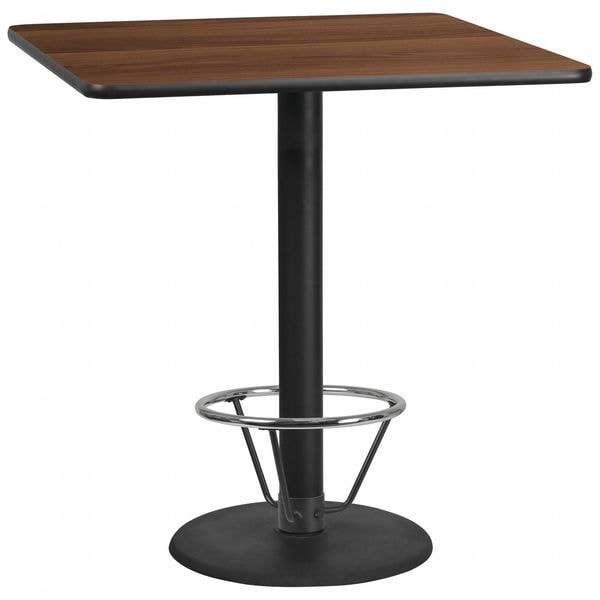 Flash Furniture Square Laminate Table, 42" W, 42" L, 43.125" H, Laminate Top, Wood Grain - XU-WALTB-4242-TR24B-4CFR-GG