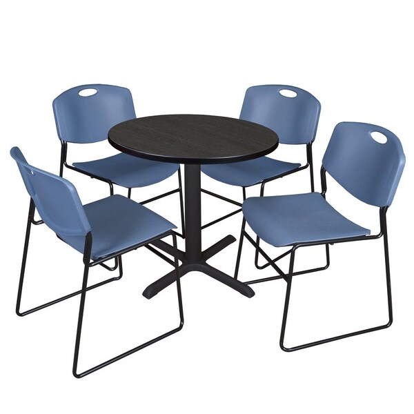 Regency Cain Round Table & Chair Sets, 30 W, 30 L, 29 H, Wood, Metal, Polypropylene Top, Ash Grey - TB30RNDAG44BE