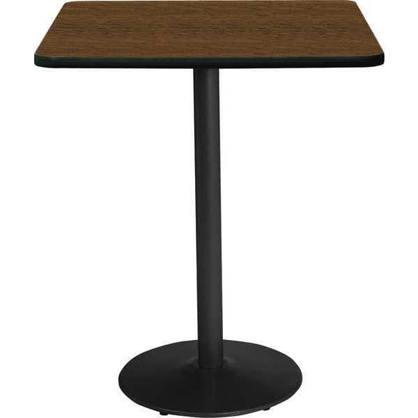 Kfi Square KFI 30" Square Breakroom Table with Walnut Top, Round Black Base, Bistro Height, 30 W, 30 L - T30SQ-B1917-BK-WL-38
