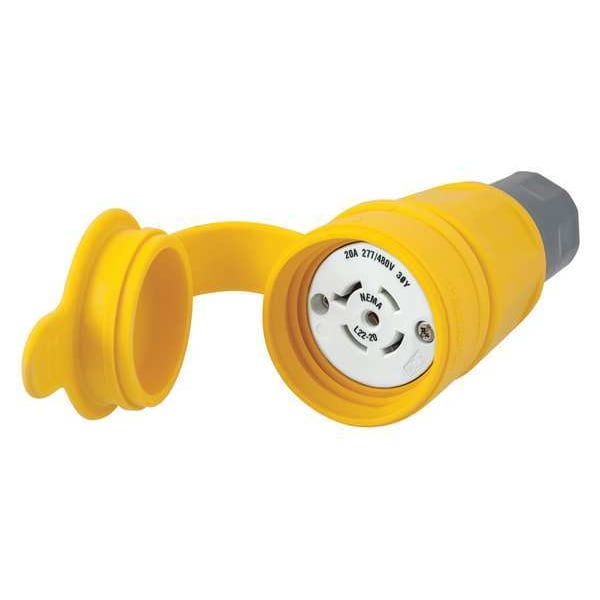 Hubbell 20A Watertight Locking Connector 4P 5W 277/480VAC L22-20R - HBL27W82