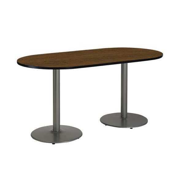 Kfi Racetrack RaceTrack Table, 72" W, 29" (Cafe Height) H, Laminate Top, Walnut - T3072R-B1917-SL-WL