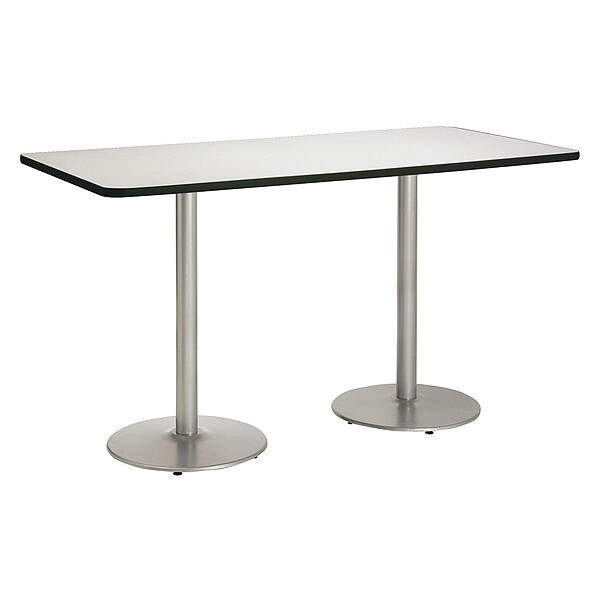 Kfi Rectangle KFI Mode 42" x 96" Conference Table, Crisp Linen Finish, Round Silver Base, Bistro Height - T4296-B1922-SL-CL-38