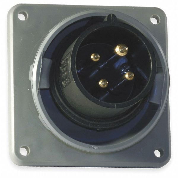 Hubbell IEC Pin and Sleeve Inlet, 20A, 600V, Black - HBL420B5W