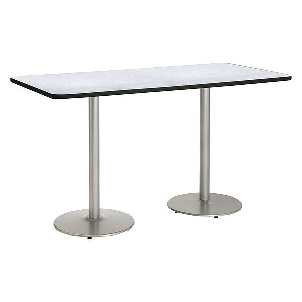 Kfi Rectangle KFI Mode 42" x 96" Conference Table, Grey Nebula Finish, Round Silver Base, Bistro Height - T4296-B1922-SL-GYN-38