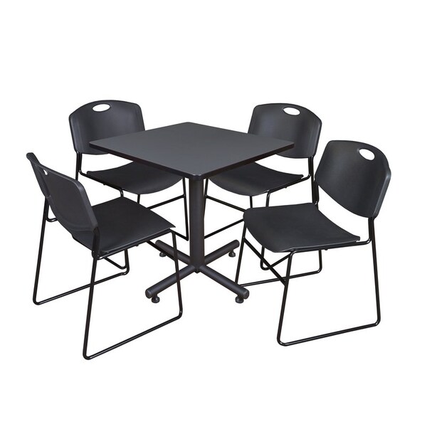 Kobe Square Tables > Breakroom Tables > Kobe Square Table & Chair Sets, Wood|Metal|Polypropylene Top - TKB3030GY44BK