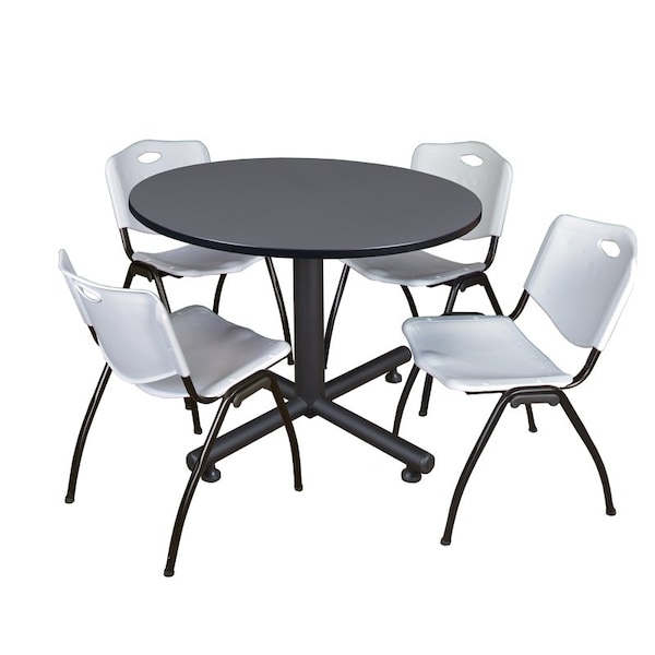 Kobe Round Tables > Breakroom Tables > Kobe Round Table & Chair Sets, Wood|Metal|Plastic Top, Grey - TKB48RNDGY47GY