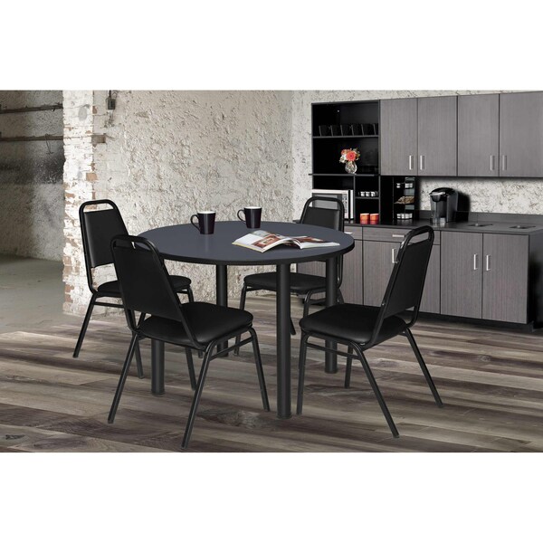 Kee Round Tables > Breakroom Tables > Kee Square & Round Tables, 36 W, 36 L, 29 H, Wood|Metal Top, Grey - TB36RNDGYBPBK