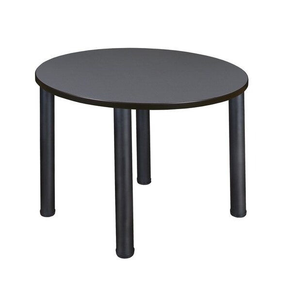 Kee Round Tables > Breakroom Tables > Kee Square & Round Tables, 36 W, 36 L, 29 H, Wood|Metal Top, Grey - TB36RNDGYBPBK
