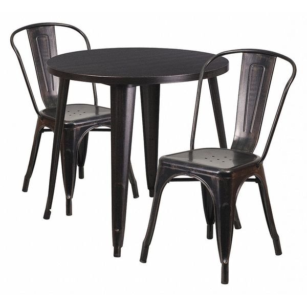 Flash Furniture Round 30" W, 30" L, 29.5" H, Metal Top, Gold - CH-51090TH-2-18CAFE-BQ-GG