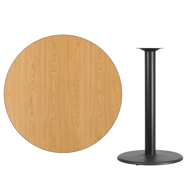 Flash Furniture Round Natural Laminate Table, 42" W, 42" L, 43.125" H, Laminate Top, Wood Grain - XU-RD-42-NATTB-TR24B-GG