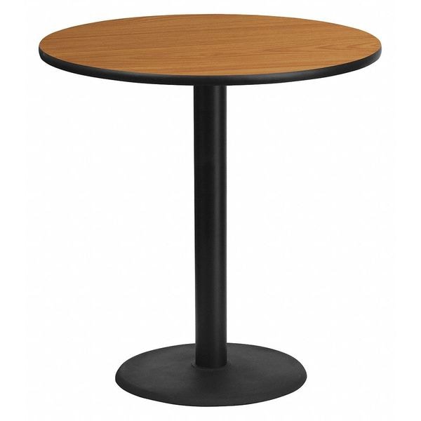 Flash Furniture Round Natural Laminate Table, 42" W, 42" L, 43.125" H, Laminate Top, Wood Grain - XU-RD-42-NATTB-TR24B-GG