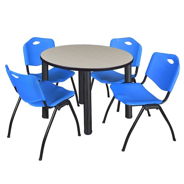 Kee Round Tables > Breakroom Tables > Kee Round Table & Chair Sets, Wood|Metal|Plastic Top, Maple - TB42RNDPLBPBK47BE