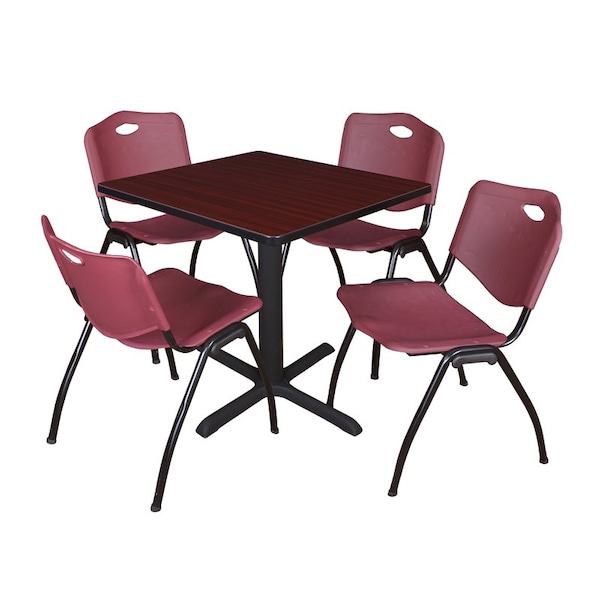 Cain Square Tables > Breakroom Tables > Cain Square Table & Chair Sets, Wood|Metal|Plastic Top, Mahogany - TB3030MH47BY