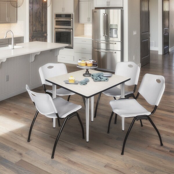 Regency Kahlo Square Table & Chair Sets, 42 W, 42 L, 29 H, Wood, Metal, Plastic Top, Maple - TPL4242PLCM47GY