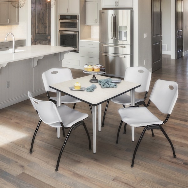 Regency Kahlo Square Table & Chair Sets, 42 W, 42 L, 29 H, Wood, Metal, Plastic Top, Maple - TPL4242PLCM47GY