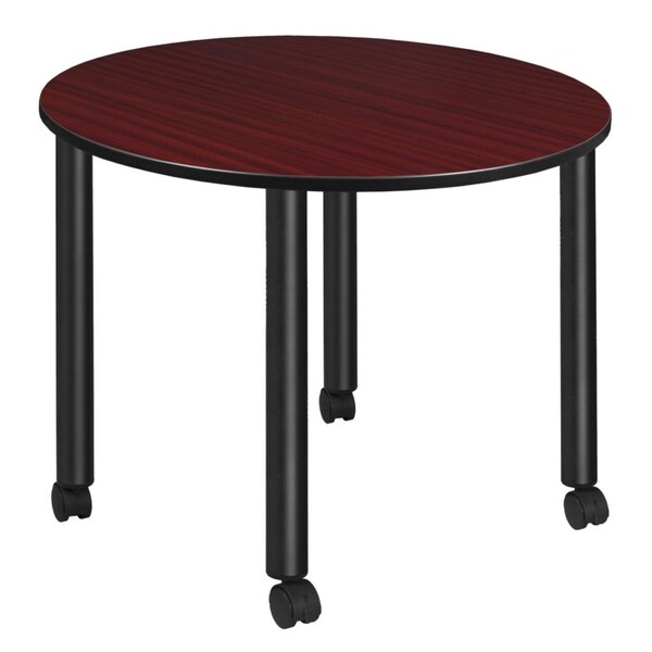 Regency Kee Mobile Tables, 48 W, 48 L, 29 H, Wood, Metal Top, Mahogany - TBMC48RNDMHBK