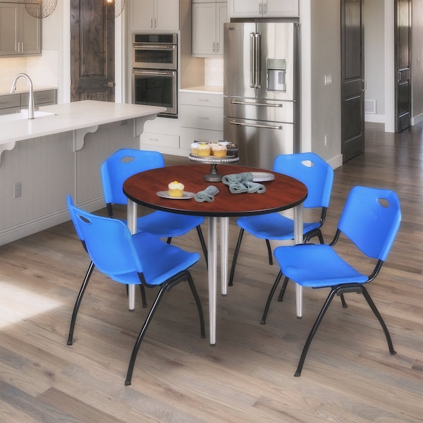 Regency Kahlo Round Table & Chair Sets, 42 W, 42 L, 29 H, Wood, Metal, Plastic Top, Cherry - TPL42RNDCHCM47BE