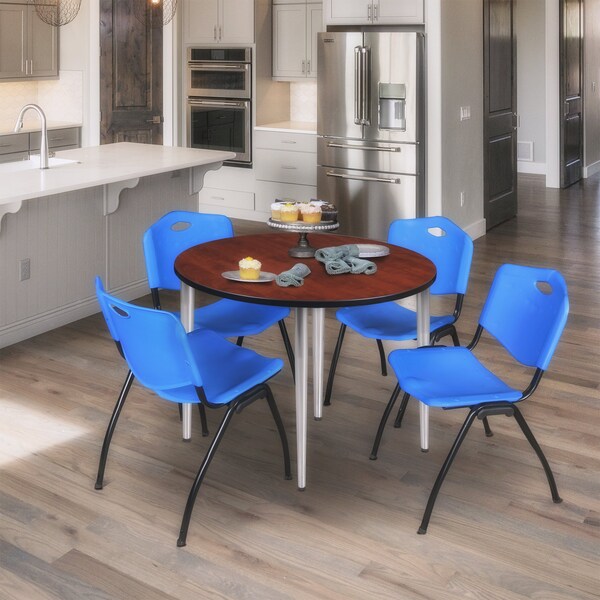 Regency Kahlo Round Table & Chair Sets, 42 W, 42 L, 29 H, Wood, Metal, Plastic Top, Cherry - TPL42RNDCHCM47BE