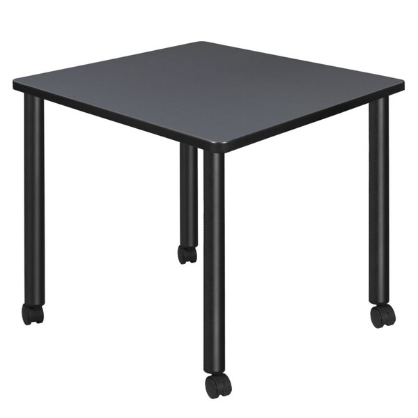 Regency Kee Mobile Tables, 30 W, 30 L, 29 H, Wood, Metal Top, Grey - TBMC3030GYBK