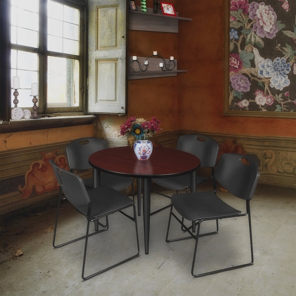 Regency Kahlo Round Table & Chair Sets, 42 W, 42 L, 29 H, Wood, Metal, Polypropylene Top, Mahogany - TPL42RNDMHBK44BK