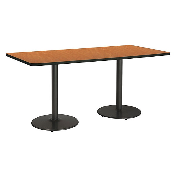 Kfi Rectangle KFI Mode 42" x 96" Conference Table with Medium Oak Top, Round Black Base, Bistro Height - T4296-B1922-BK-MO-31