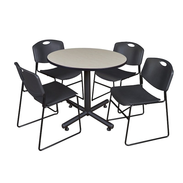 Kobe Round Tables > Breakroom Tables > Kobe Round Table & Chair Sets, Wood|Metal|Polypropylene Top - TKB36RNDPL44BK