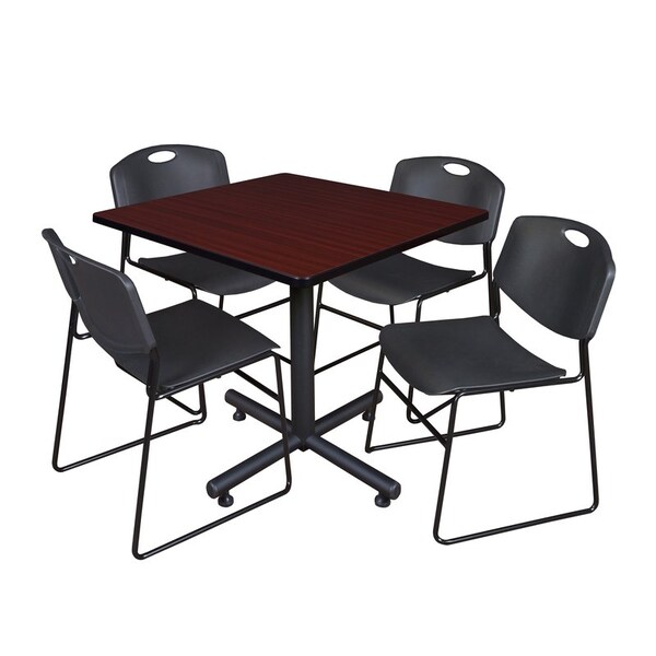 Kobe Square Tables > Breakroom Tables > Kobe Square Table & Chair Sets, Wood|Metal|Polypropylene Top - TKB4242MH44BK