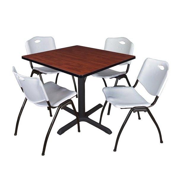 Cain Square Tables > Breakroom Tables > Cain Square Table & Chair Sets, Wood|Metal|Plastic Top, Cherry - TB3636CH47GY