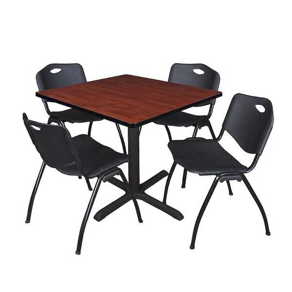Cain Square Tables > Breakroom Tables > Cain Square Table & Chair Sets, Wood|Metal|Plastic Top, Cherry - TB3636CH47BK