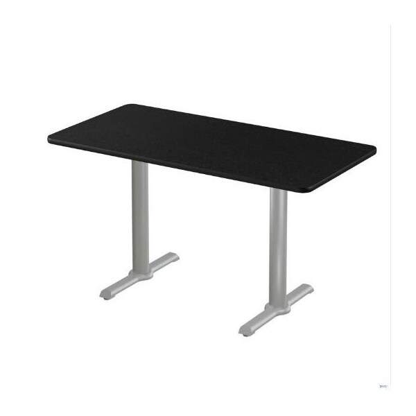 Correll Rectangle Cafe Table W/ T-Base, 48 in W, 30 in L, 29 in H, Particleboard Top, Black Granite - STT3048-07-98-09