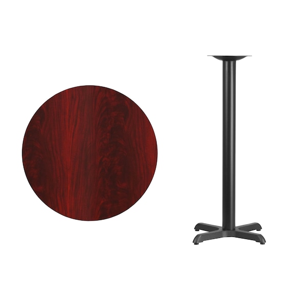 Flash Furniture Round Mahogany Laminate Table w/Rnd Base, 30", 30" W, 30" L, 43.125" H, Laminate Top, Wood Grain - XU-RD-30-MAHTB-T2222B-GG