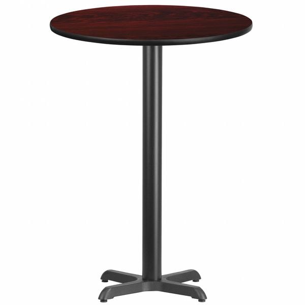 Flash Furniture Round Mahogany Laminate Table w/Rnd Base, 30", 30" W, 30" L, 43.125" H, Laminate Top, Wood Grain - XU-RD-30-MAHTB-T2222B-GG